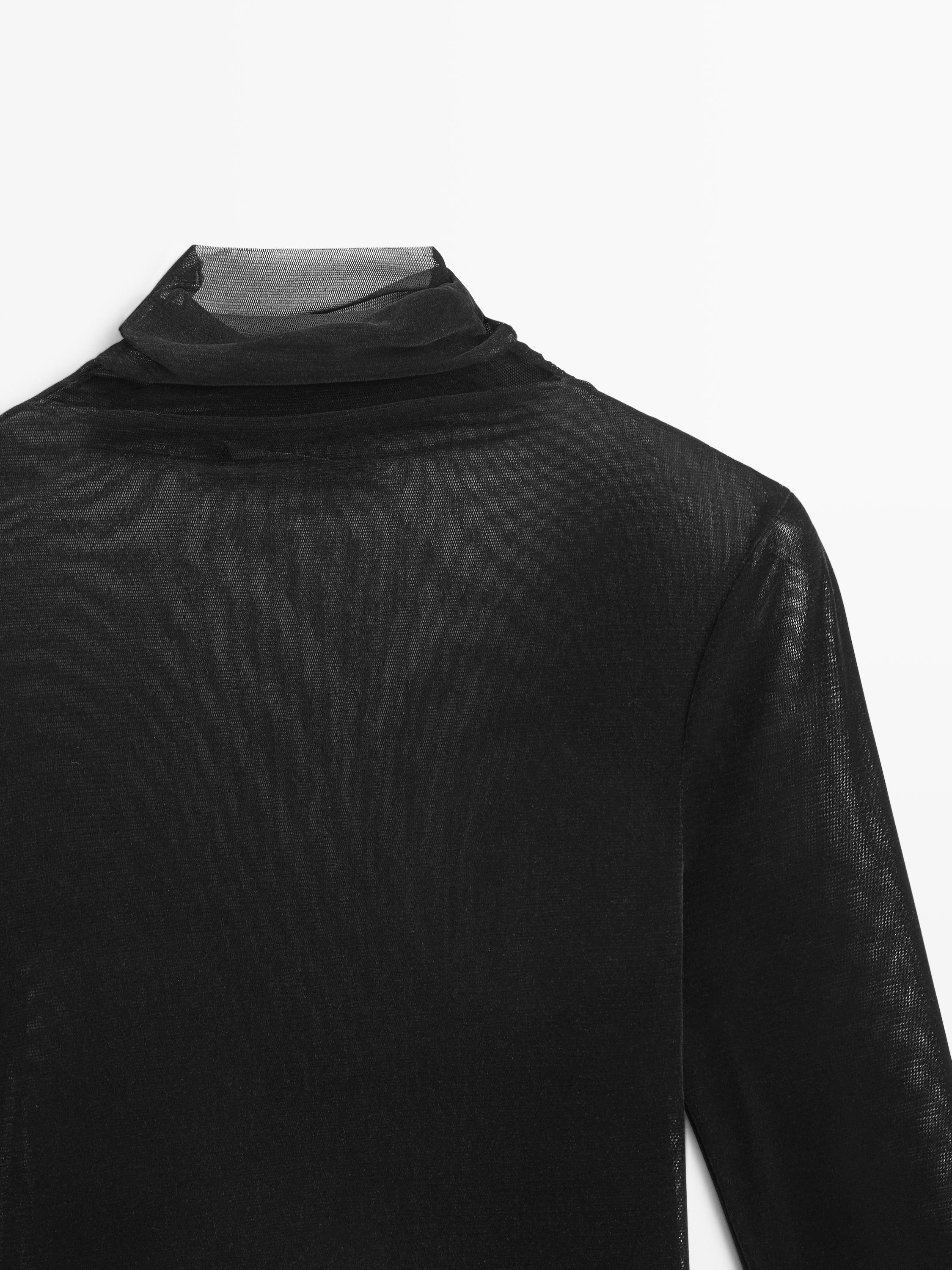 Semi-sheer long sleeve T-shirt